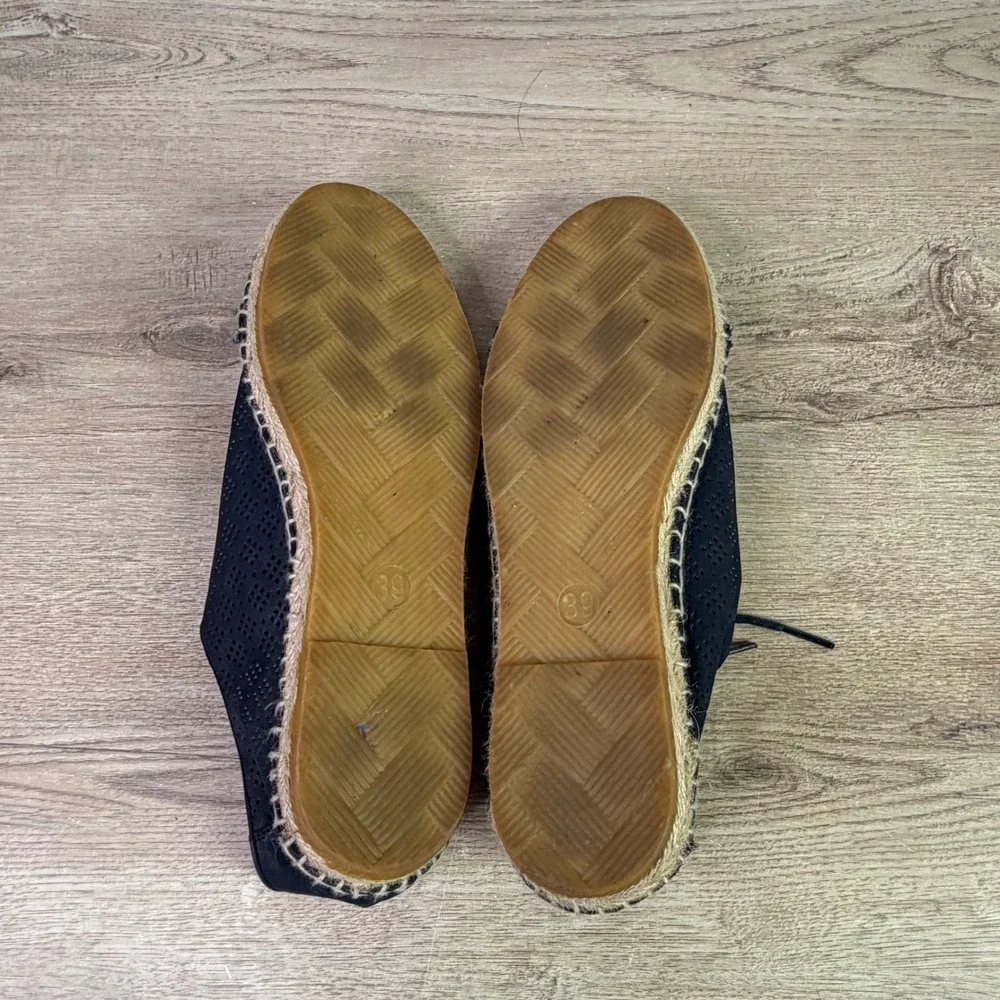 KMB Perforated Leather Lace Up Espadrille Sneakers 39